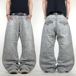 Vintage faded grey grunge baggy wide leg y2k skater archive rare jeans